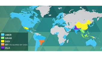 企业出海 - 这个地图显示软银已统治全球打车 服务行业 